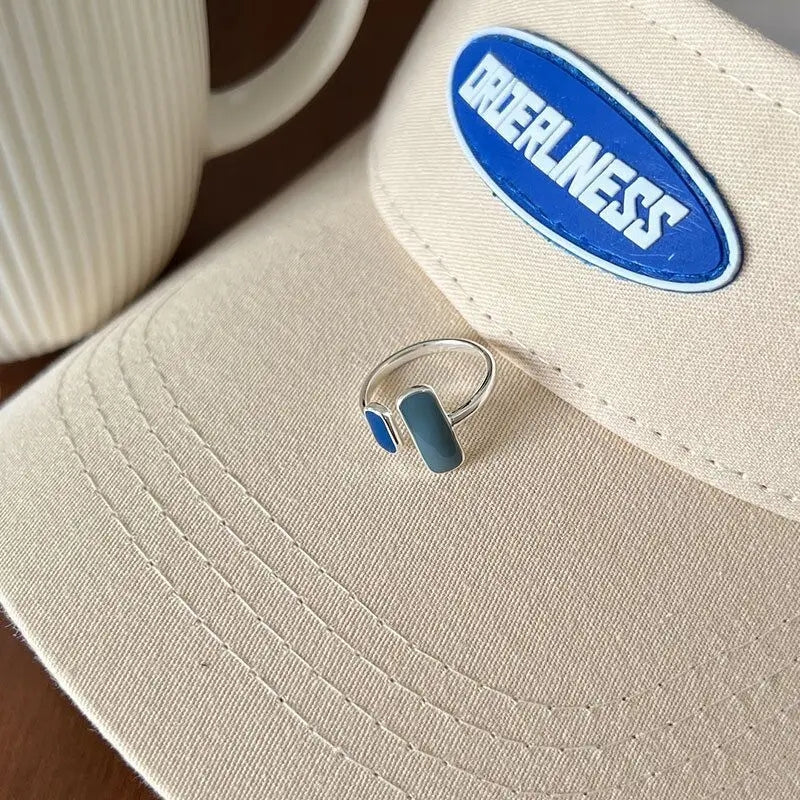 Blue Sterling Silver Ring