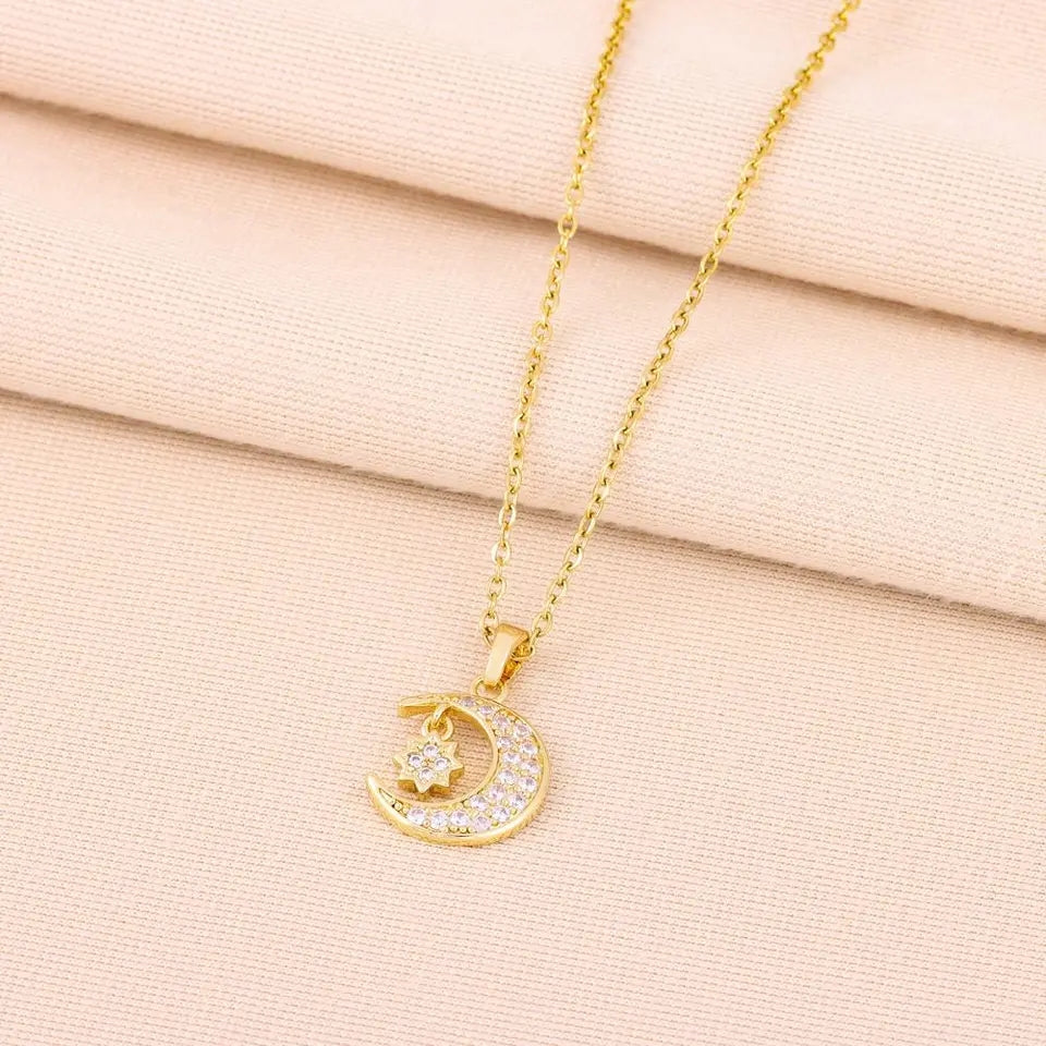 Moon and Star Necklace