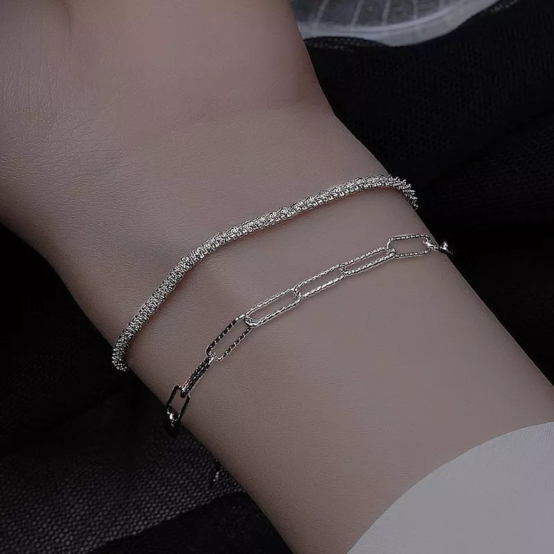 Paperclip Duo Sterling Silver Bracelet