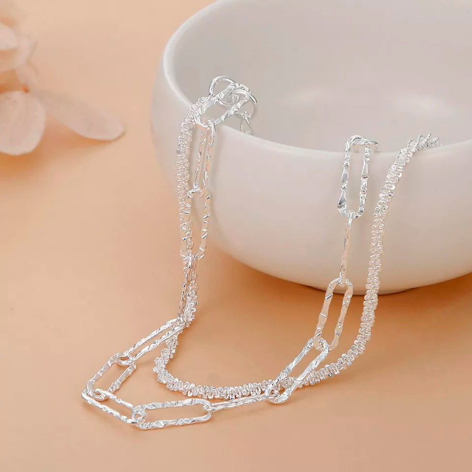 Paperclip Duo Sterling Silver Bracelet