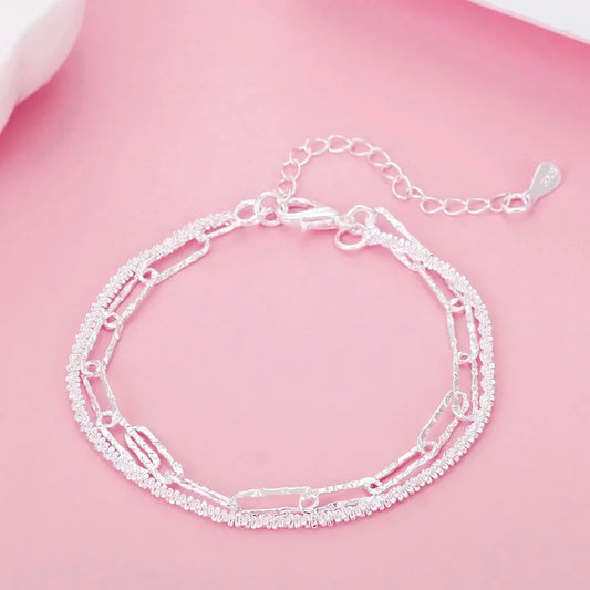 Paperclip Duo Sterling Silver Bracelet