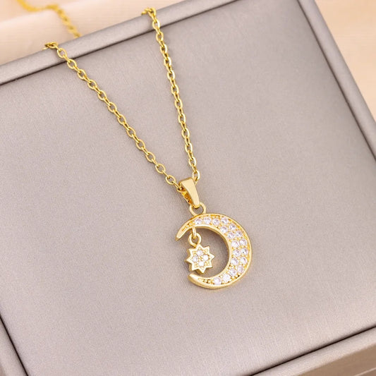 Moon and Star Necklace