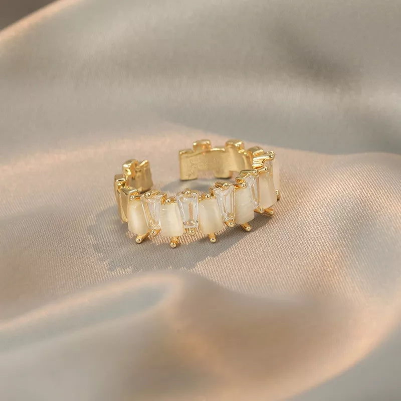 The Cream and Gold Baguette Ring