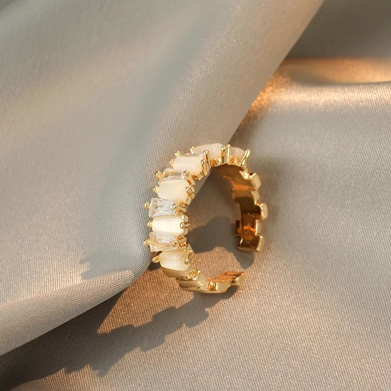 The Cream and Gold Baguette Ring