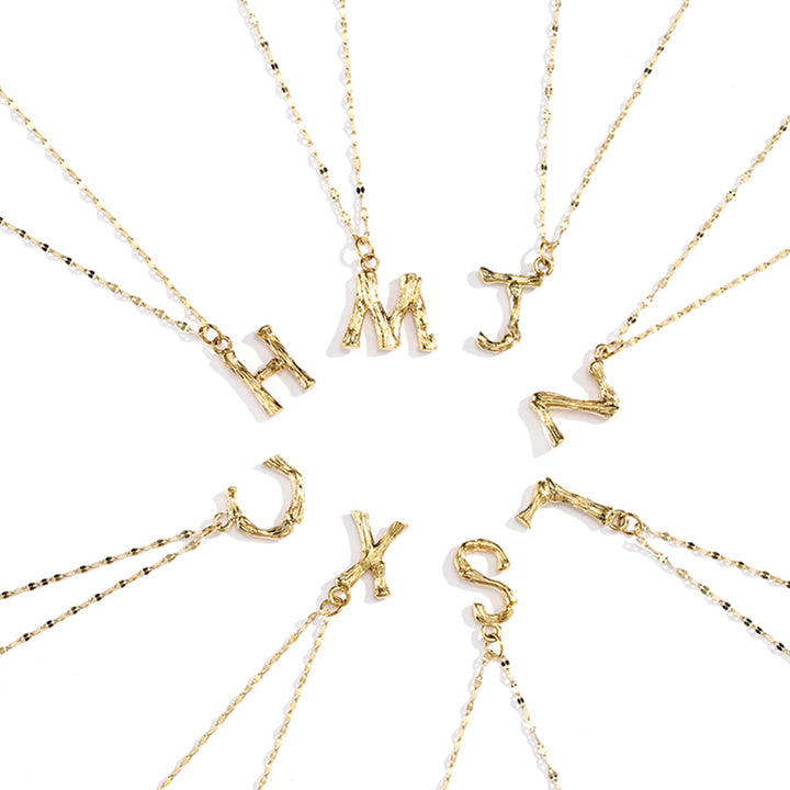 Textured Gold Initial Necklace