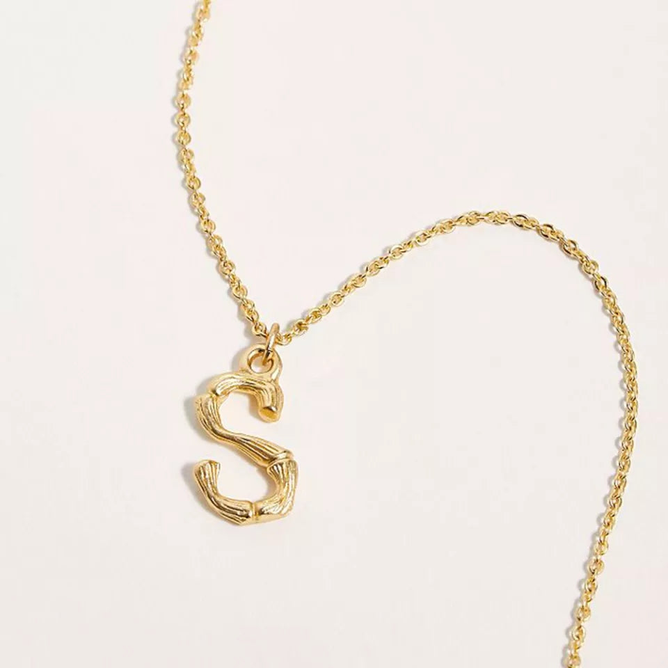 Textured Gold Initial Necklace