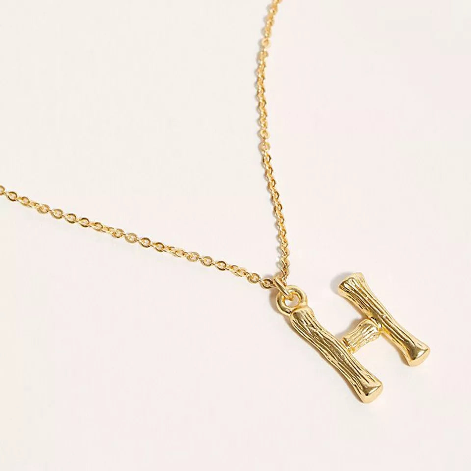 Textured Gold Initial Necklace