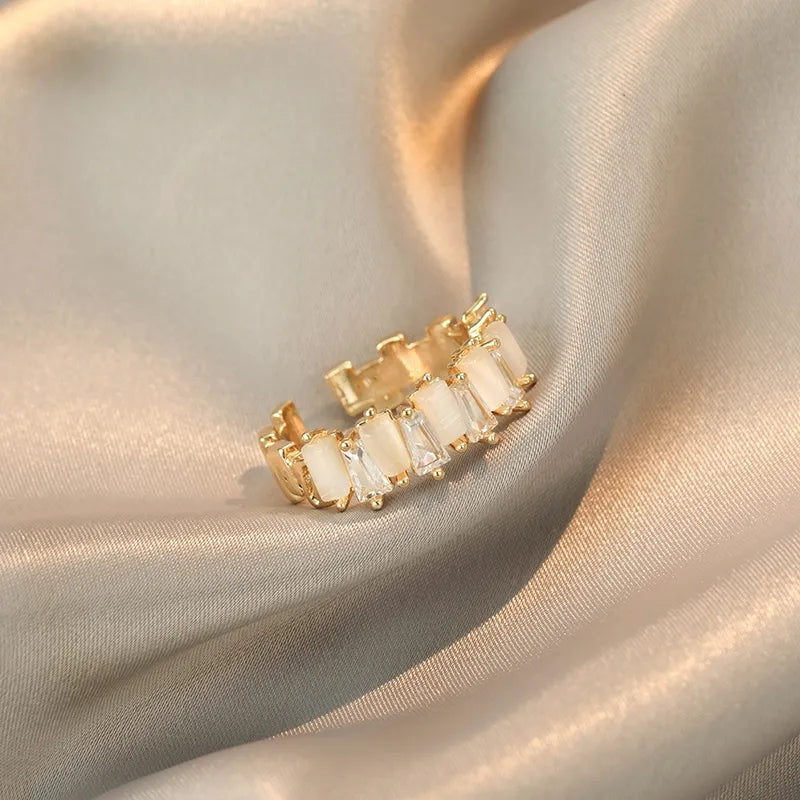 The Cream and Gold Baguette Ring